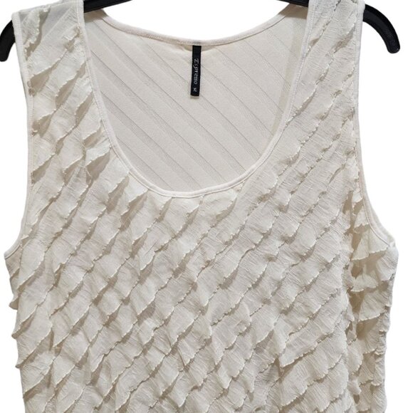 Espresso Flirty and Flattering White Ruffled Shell Women's Size XL Sleeveless - Picture 8 of 11